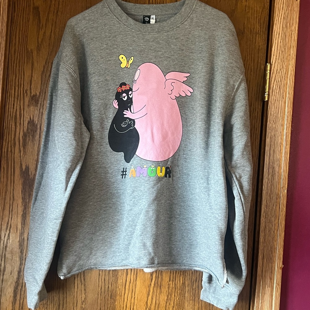Gray Sweatshirt with Cartoon Print Sweatshirt louvre brand size XL